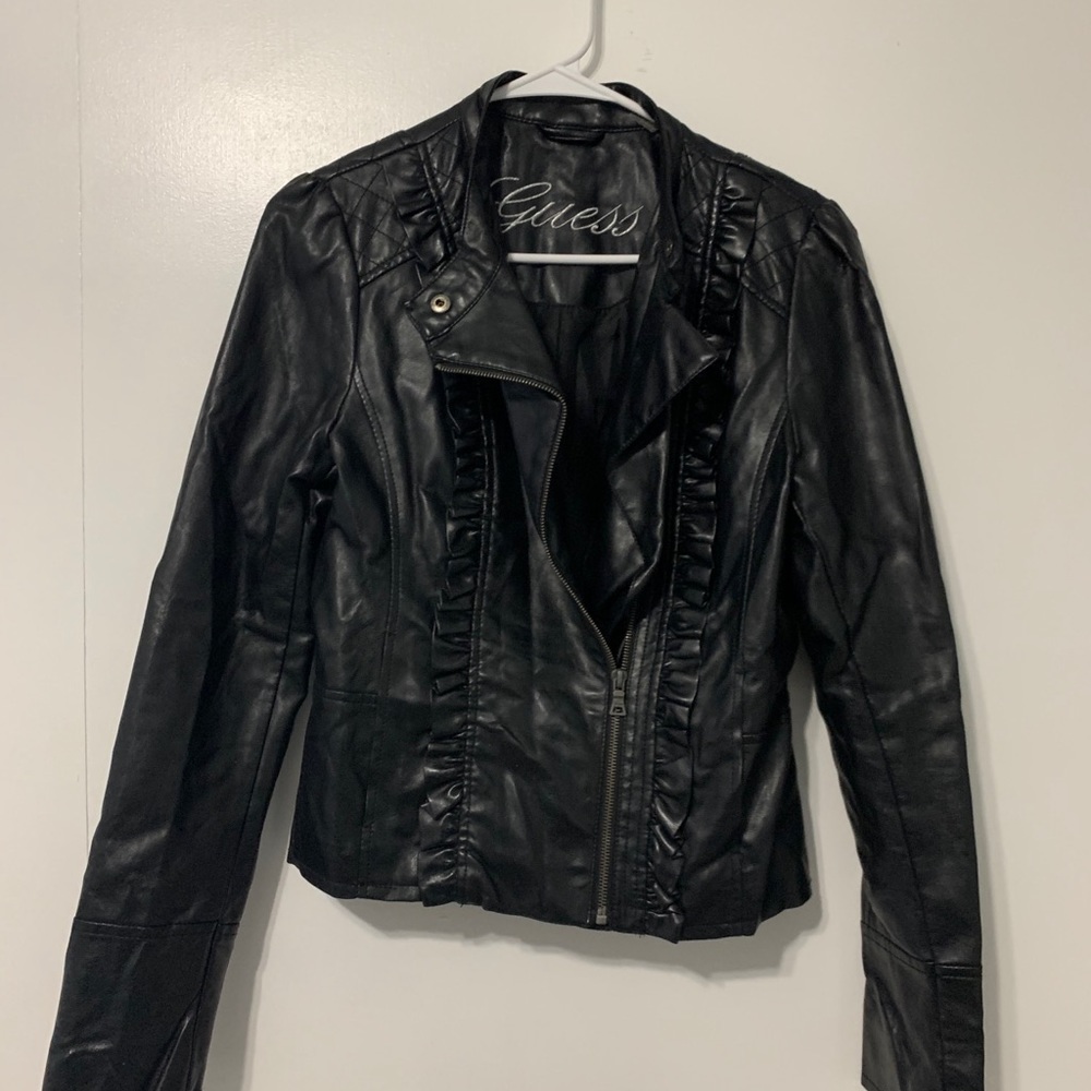 Black pleather Guess jacket